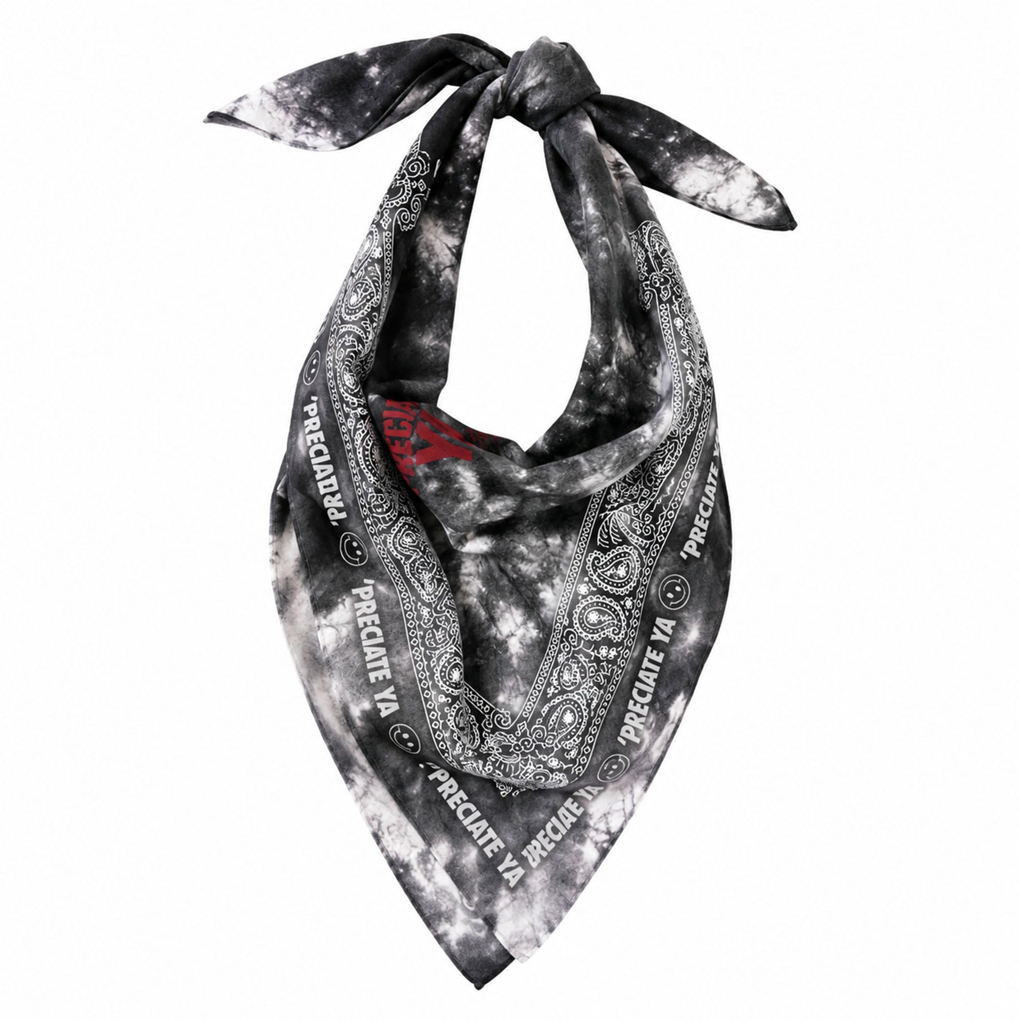 "Preciate Ya" Bandana Black/White Tie Dye
