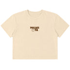"Smiley Face" Crop Tee Natural/Brown