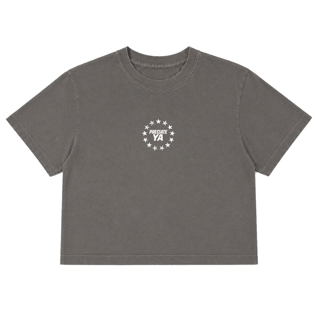"Eagle" Crop Tee Charcoal Gray