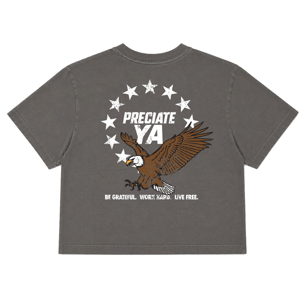 "Eagle" Crop Tee Charcoal Gray