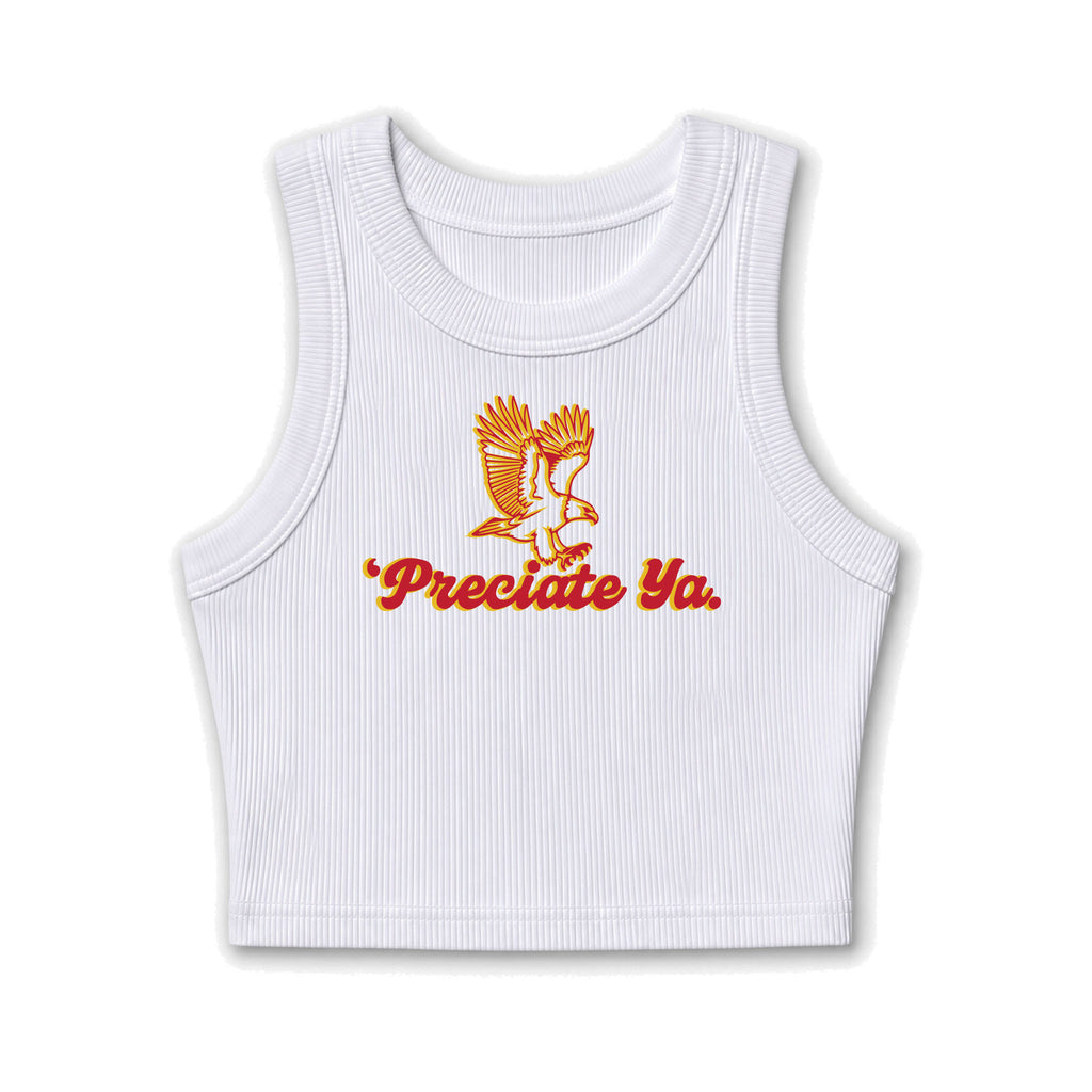 "Free Bird" Crop Tank White