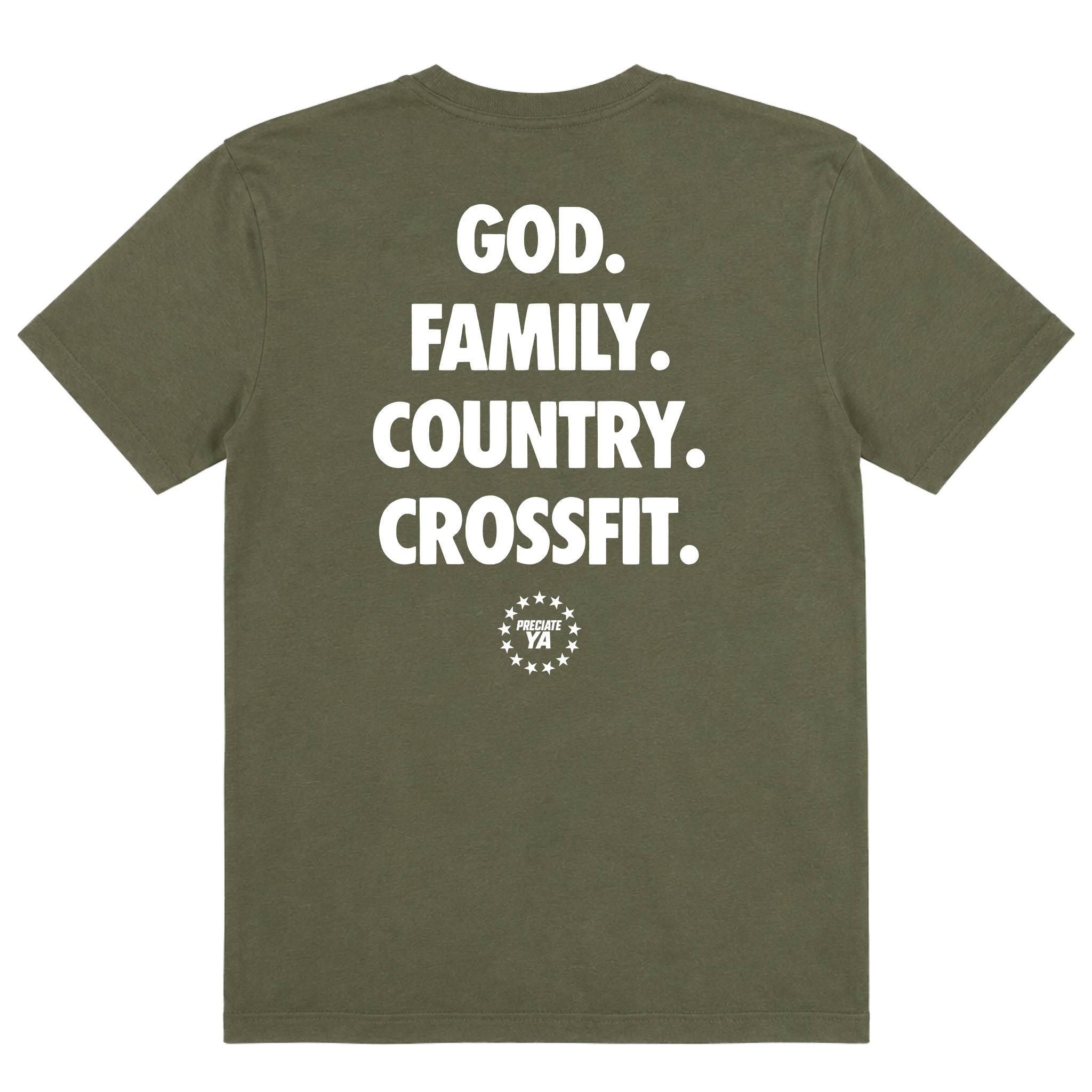 "God. Family. Country. CrossFit." Tee Military Green