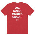 "God. Family. Country. CrossFit." Tee Red