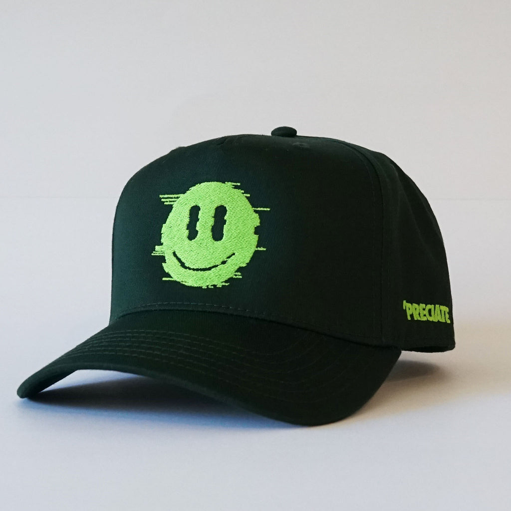 "Happy Face" Snapback Dark Green/Neon Green
