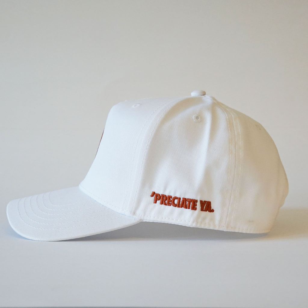"Happy Face" Snapback White/Texas Orange