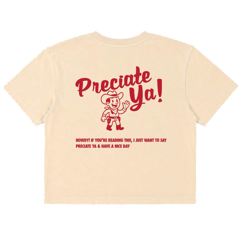 "Howdy" Crop Tee Natural/Red