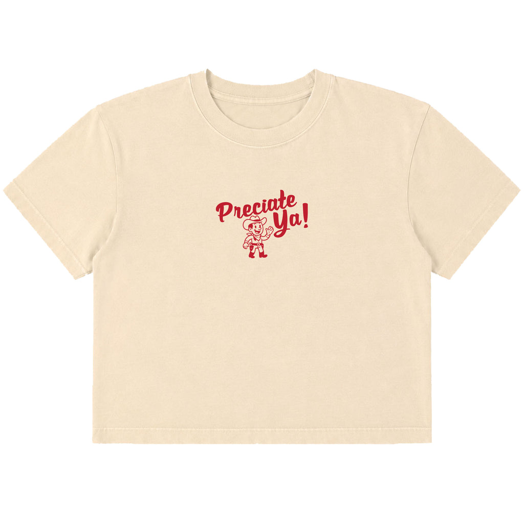 "Howdy" Crop Tee Natural/Red