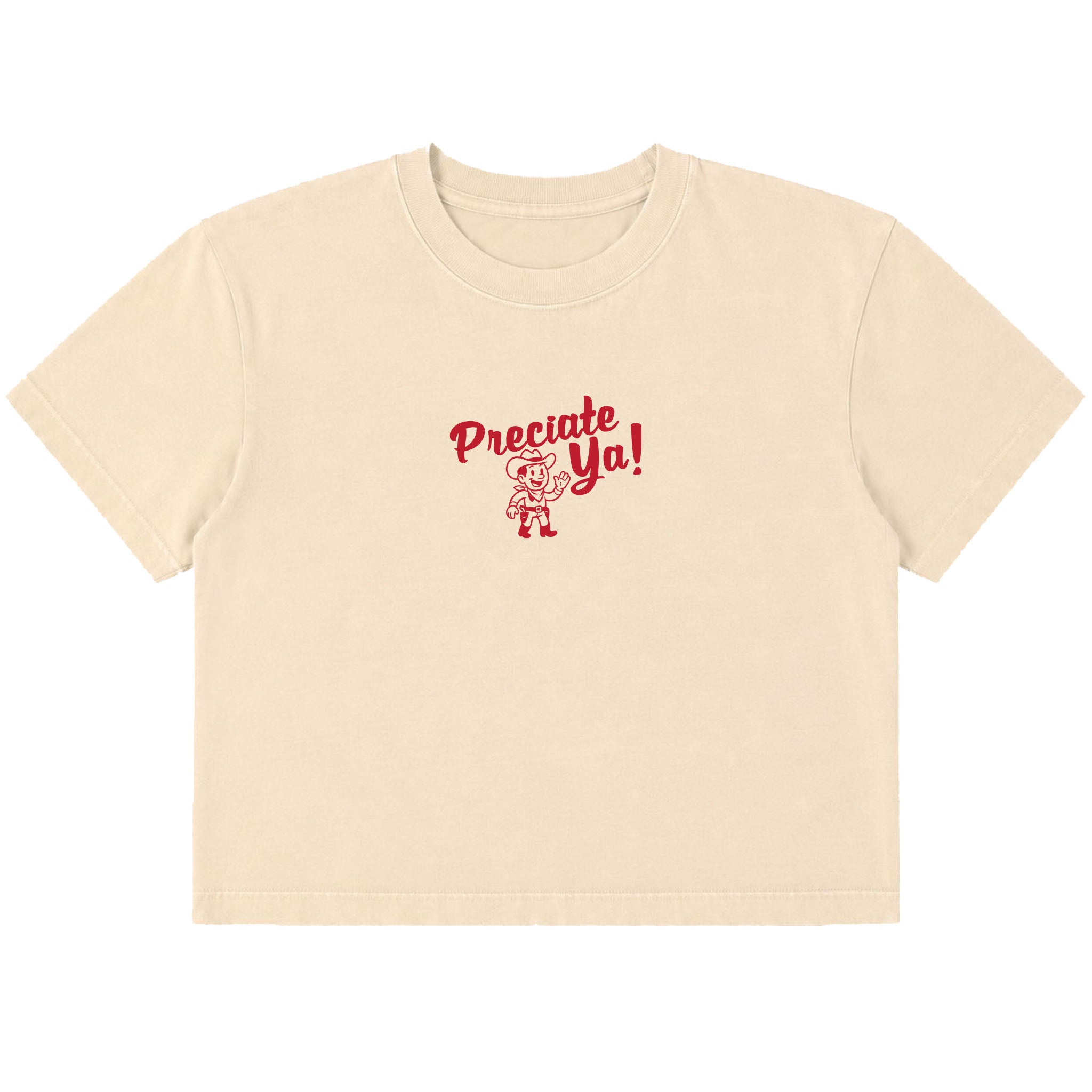 "Howdy" Crop Tee Natural/Red