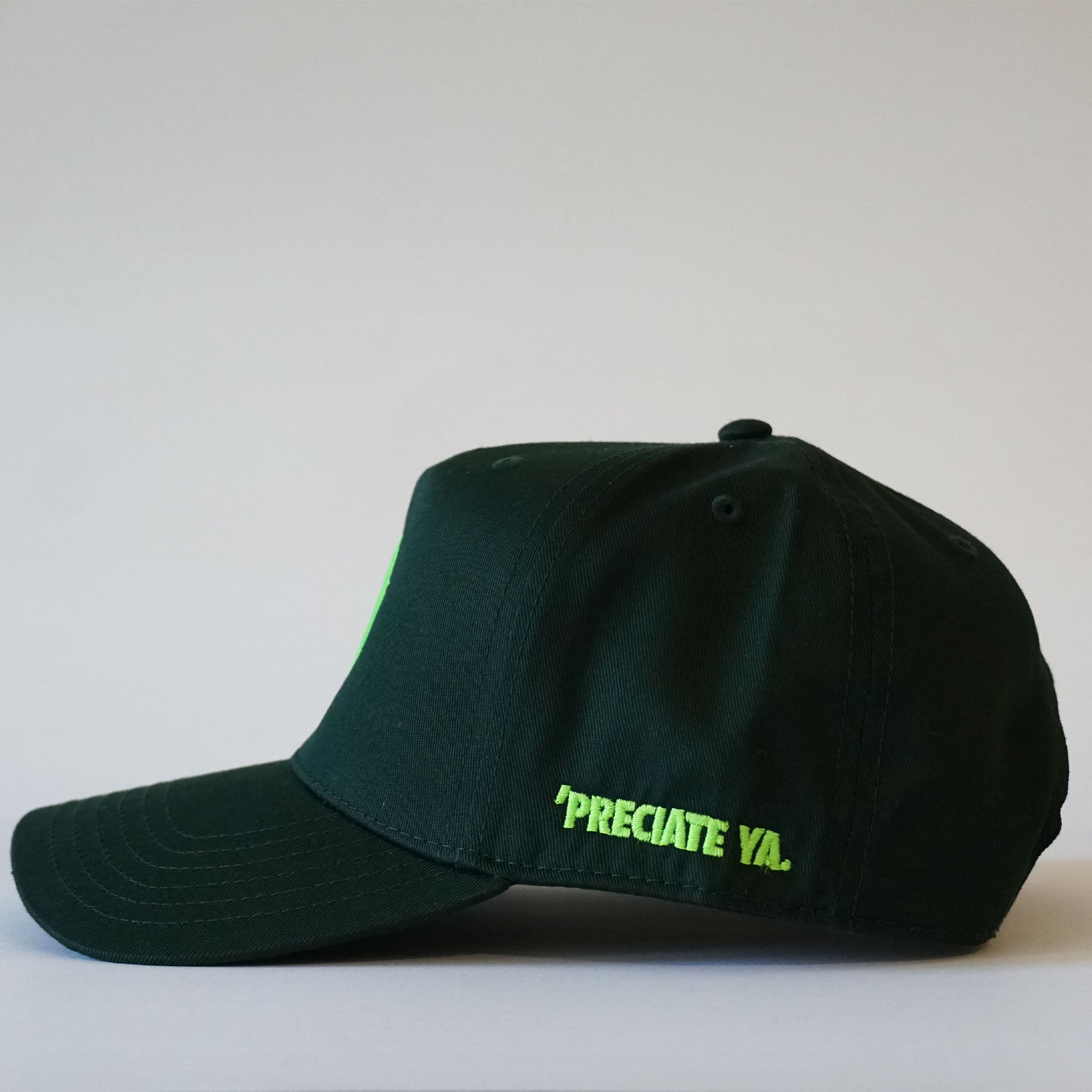 "Happy Face" Snapback Dark Green/Neon Green