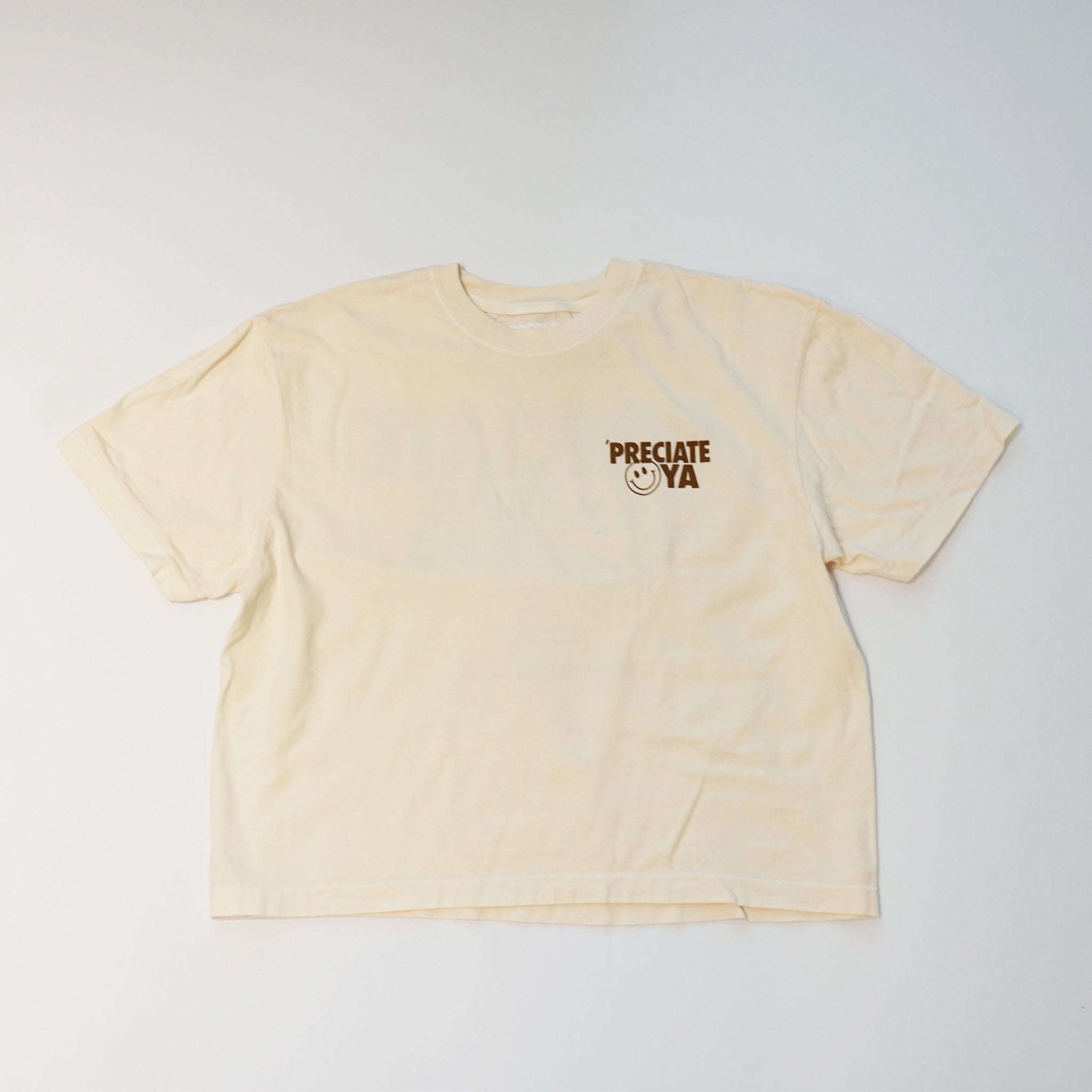 "Smiley Face" Women's Cream Crop T-Shirt