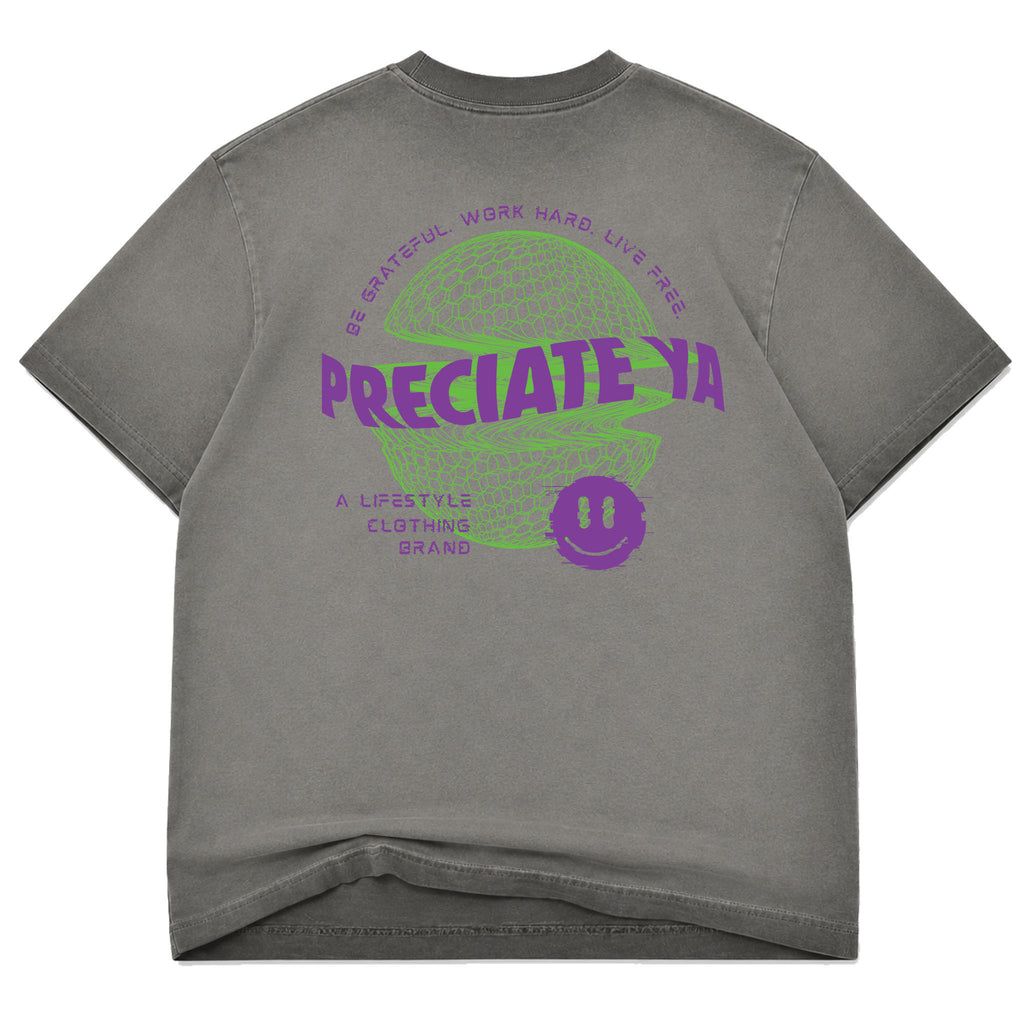"Neon Sphere" Tee Charcoal Fade Heavyweight