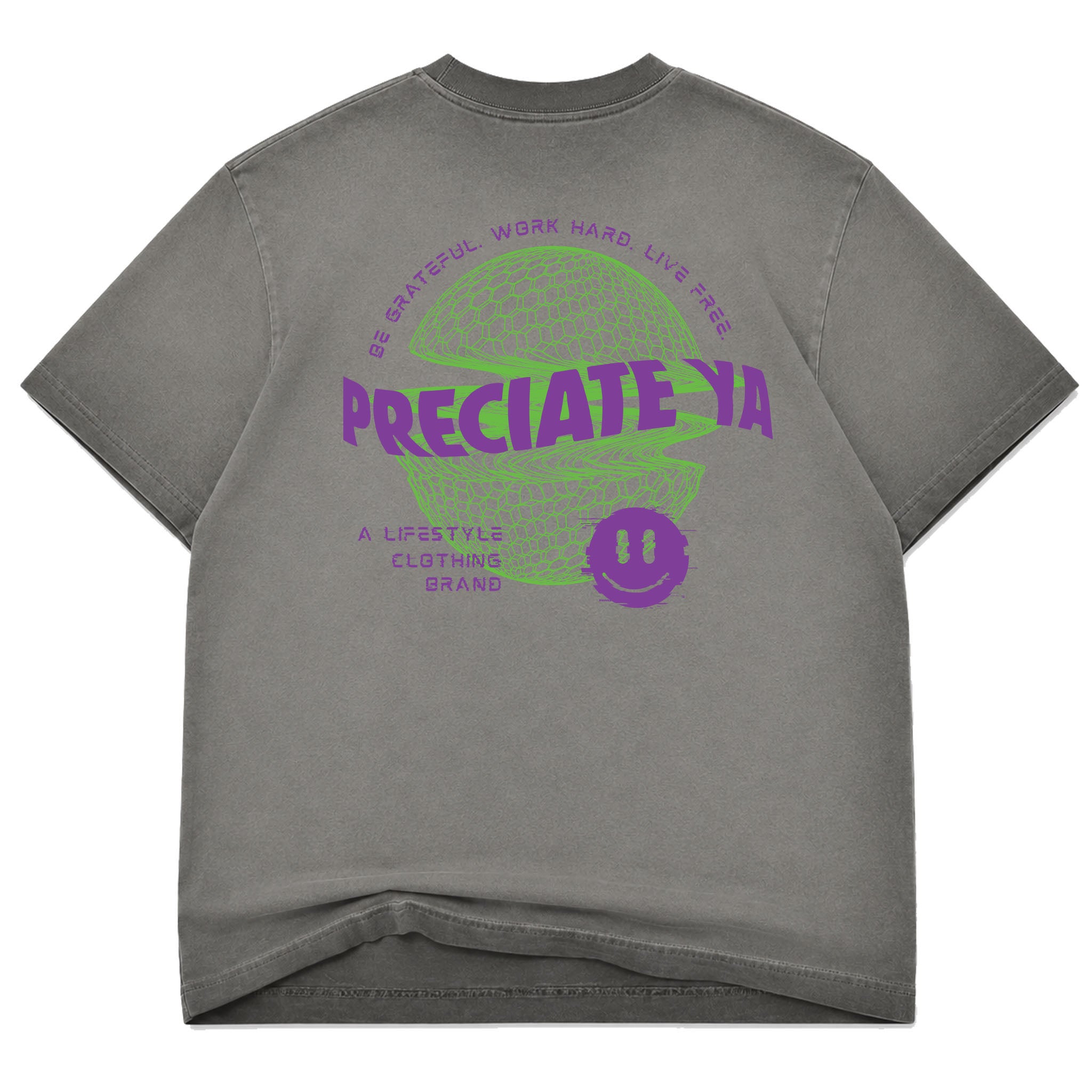"Neon Sphere" Tee Charcoal Fade Heavyweight