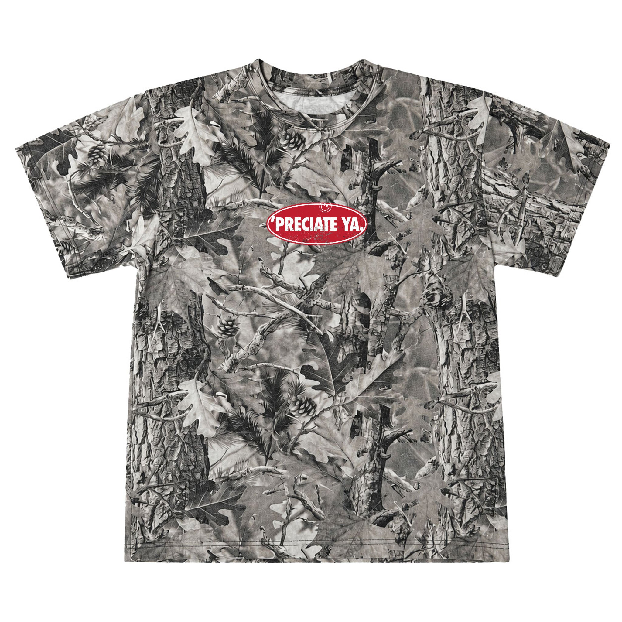 "Open Road" Tee Gray Wood Camo Heavyweight