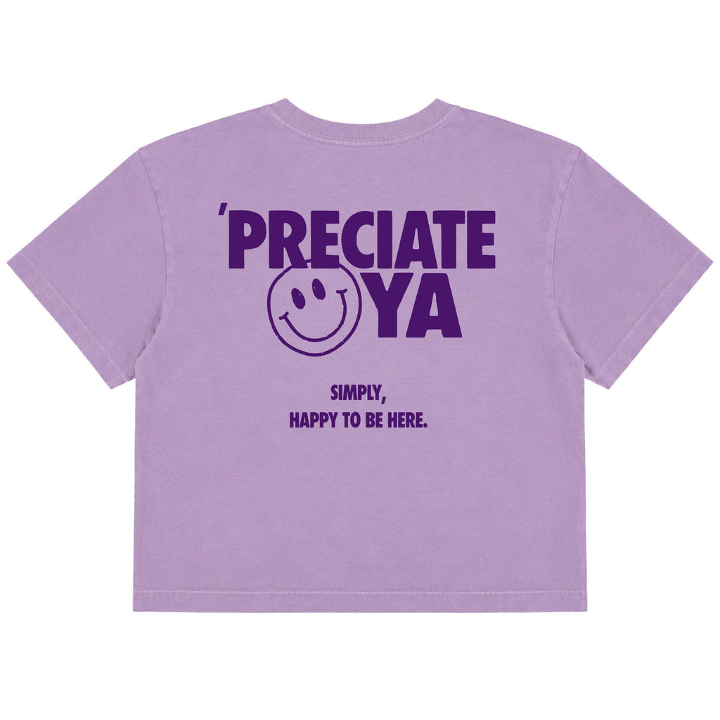 "Smiley Face" Crop Tee Orchid Purple