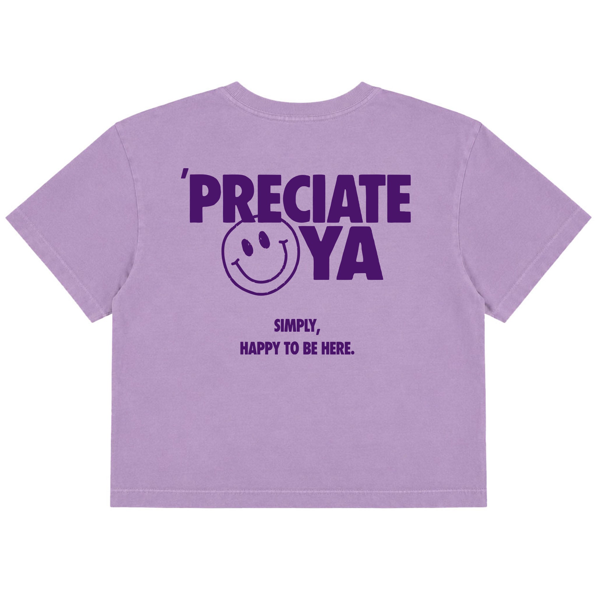 "Smiley Face" Crop Tee Orchid Purple