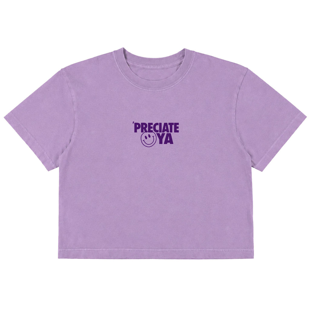 "Smiley Face" Crop Tee Orchid Purple