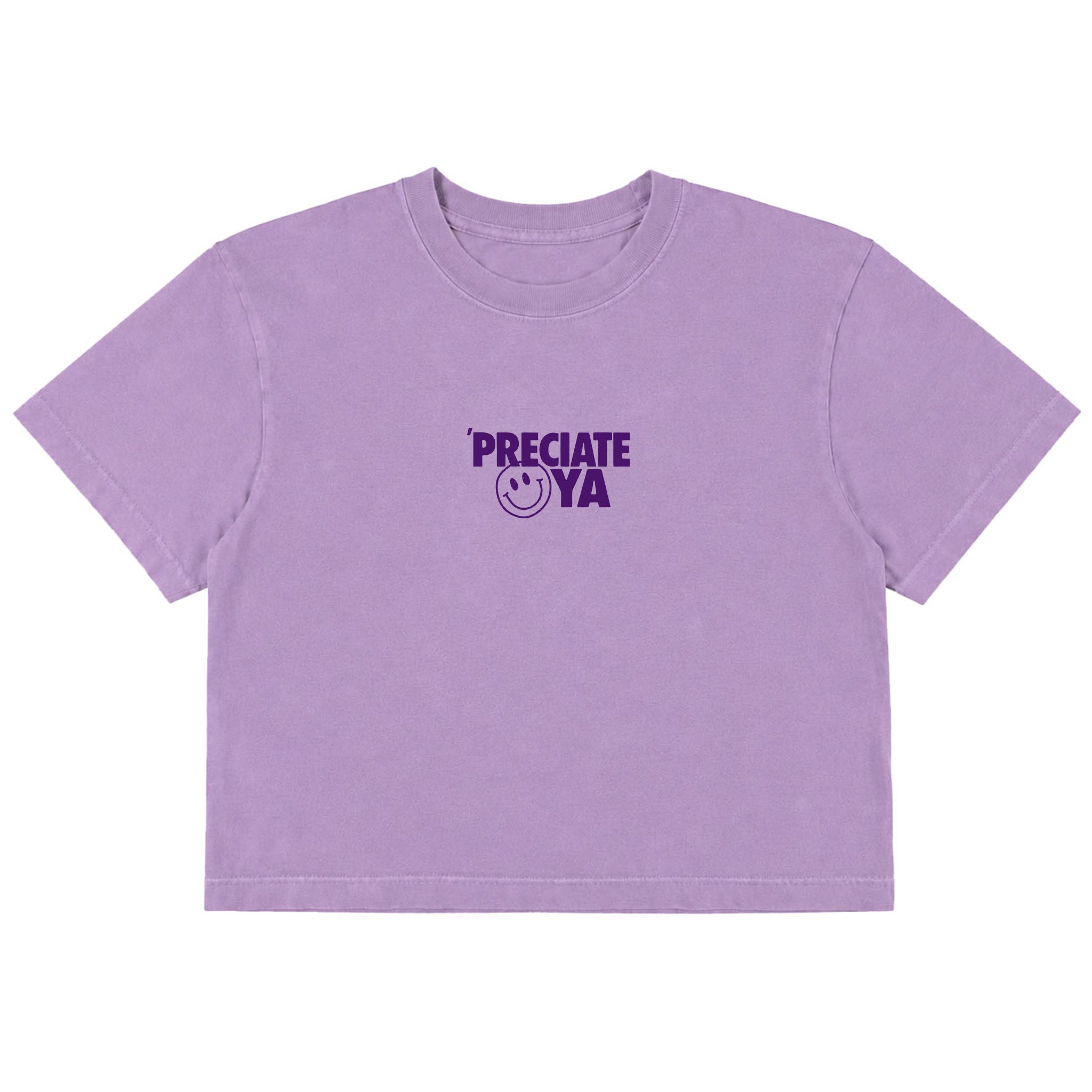 "Smiley Face" Crop Tee Orchid Purple
