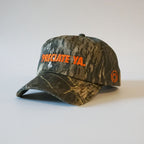 "PRECIATE YA." Snapback Camo/Hunter Orange