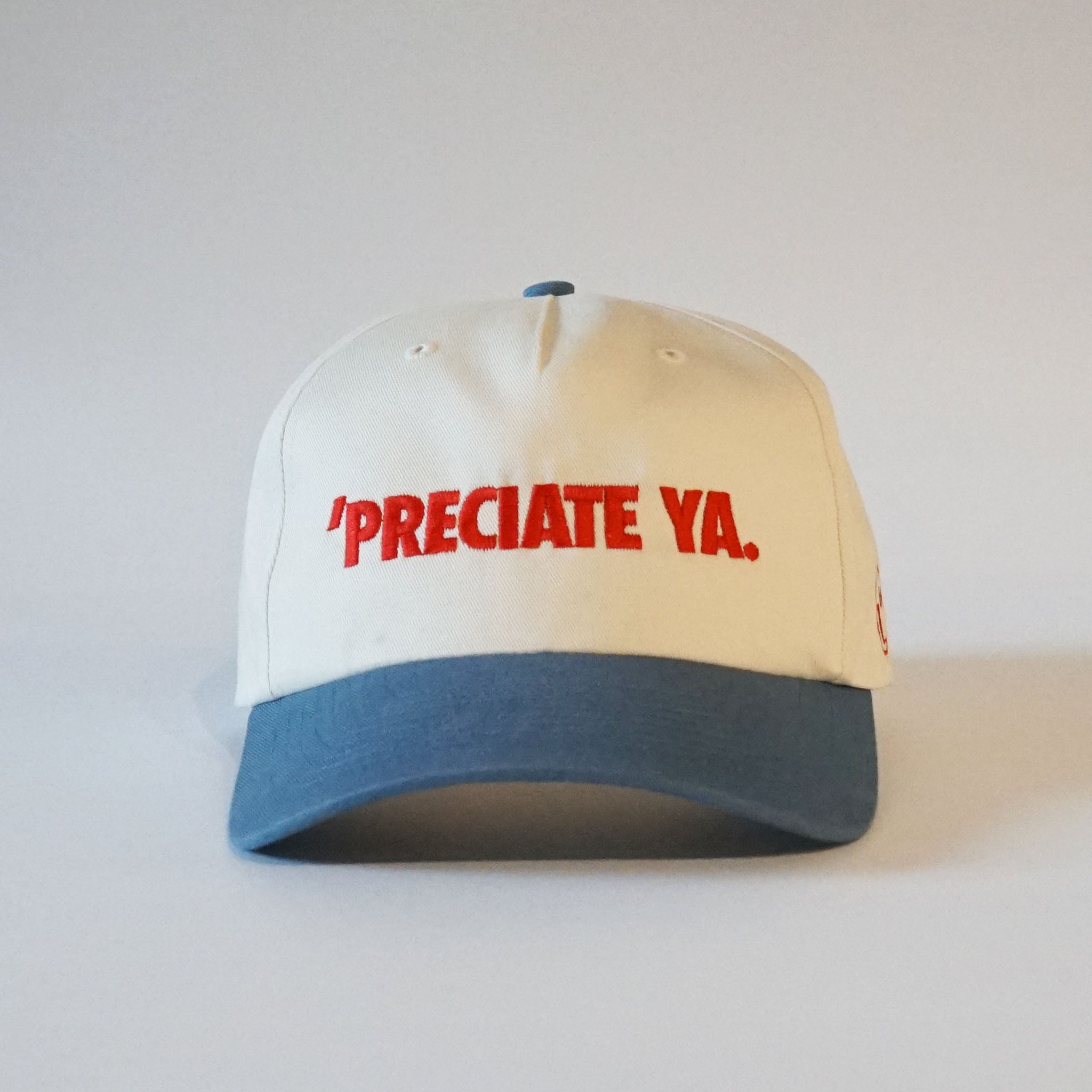 "PRECIATE YA." Snapback Natural/Denim Blue