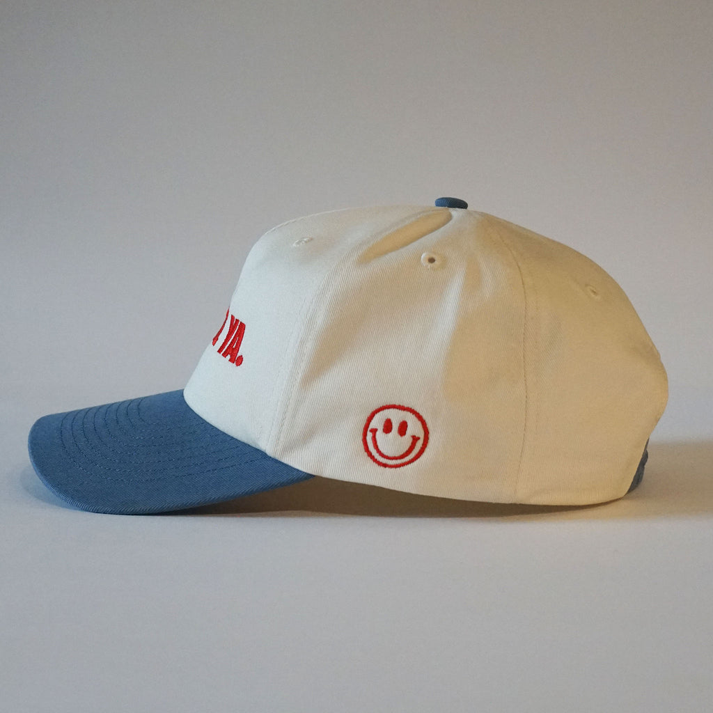 "PRECIATE YA." Snapback Natural/Denim Blue