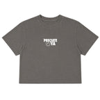 "Smiley Face" Crop Tee Charcoal Gray