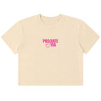 "Smiley Face" Crop Tee Natural/Pink