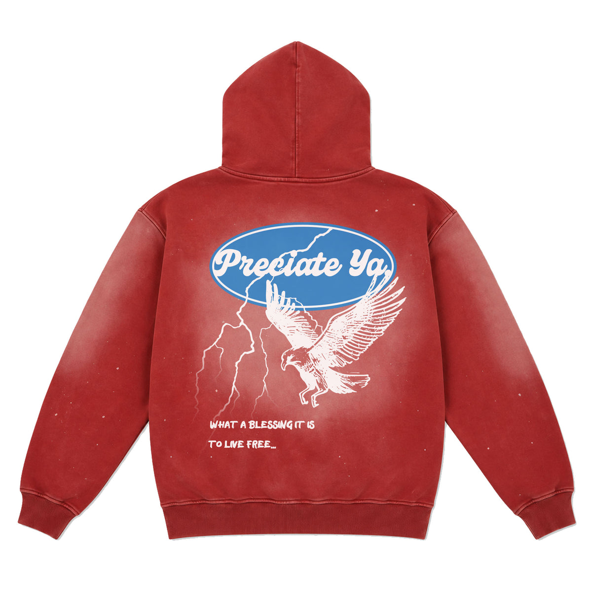 "To Live Free" Heavyweight Hoodie Vintage Red