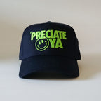 "Smiley Face" Snapback Dark Navy/Neon Green