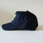 "Smiley Face" Snapback Dark Navy/Neon Green