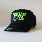 "Smiley Face" Snapback Dark Navy/Neon Green