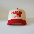 "Smiley Face" Snapback Natural/Red
