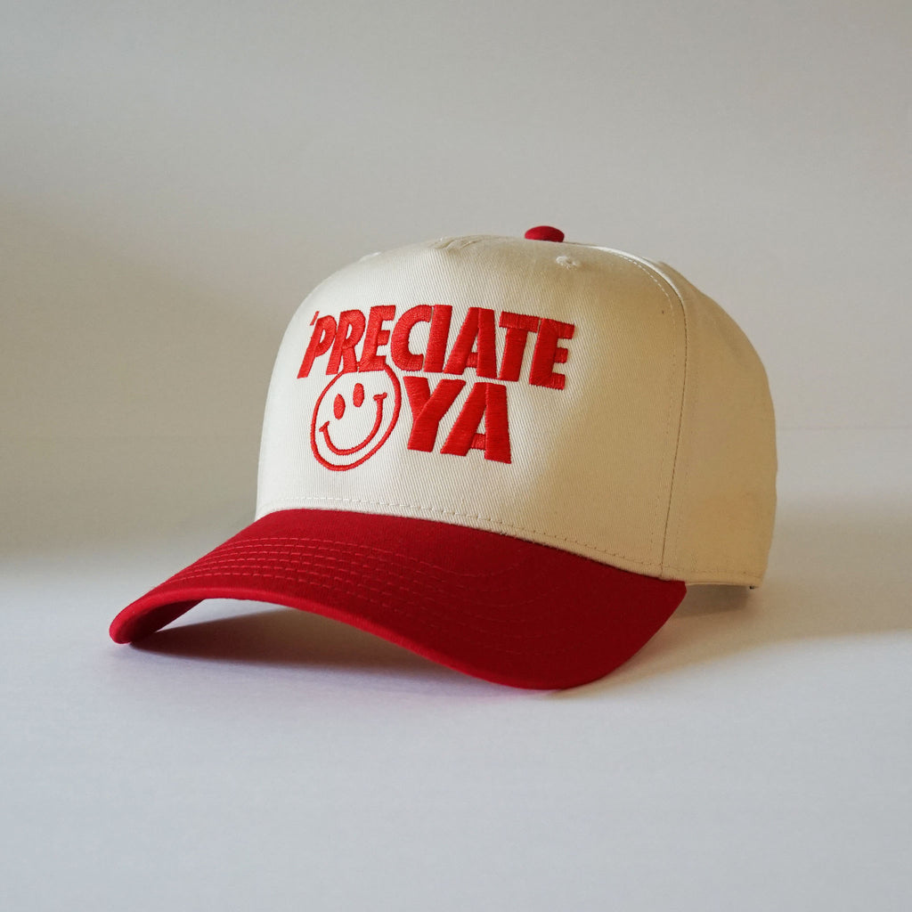 "Smiley Face" Snapback Natural/Red