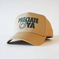 "Smiley Face" Khaki Structured Snapback Cap